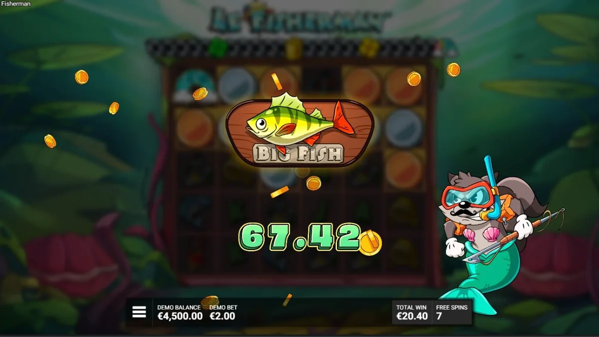 Smokey o guaxinim pescador em uma aventura náutica vibrante no slot Le Fisherman